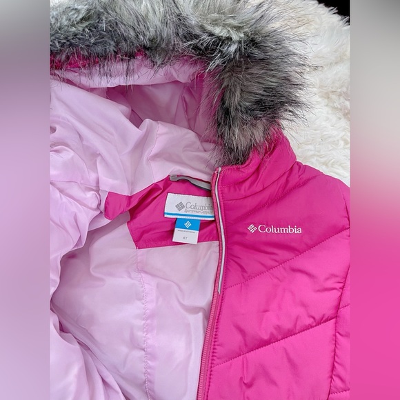 Columbia Fuchsia Kids Puffer Coat Fur Hood 3t 4t toddler girl pink 🎁 Christmas - Picture 4 of 8